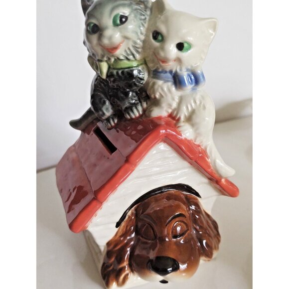 Rare Vintage Goebel Hummel Naughty Cats/Sleeping Dog Coin Bank 6.5" Tall 1950's - Picture 7 of 13